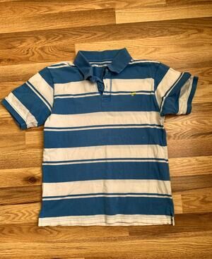 Wrangler Jeans Co Blue and White Striped Polo Shirt Boys Size XL (14 to 16)